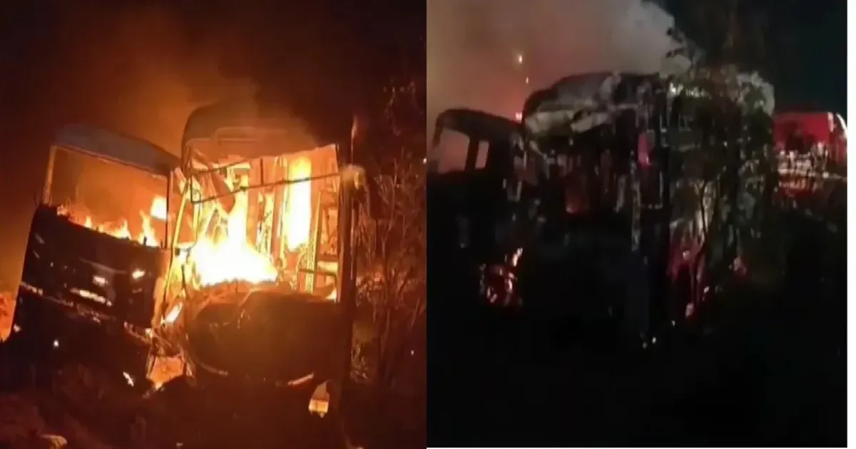 राजस्थान के दौसा में दिल्ली-मुंबई एक्सप्रेसवे पर भीषण हादसा, बस-ट्रक टक्कर के बाद आग; सात की मौत, 15 घायल