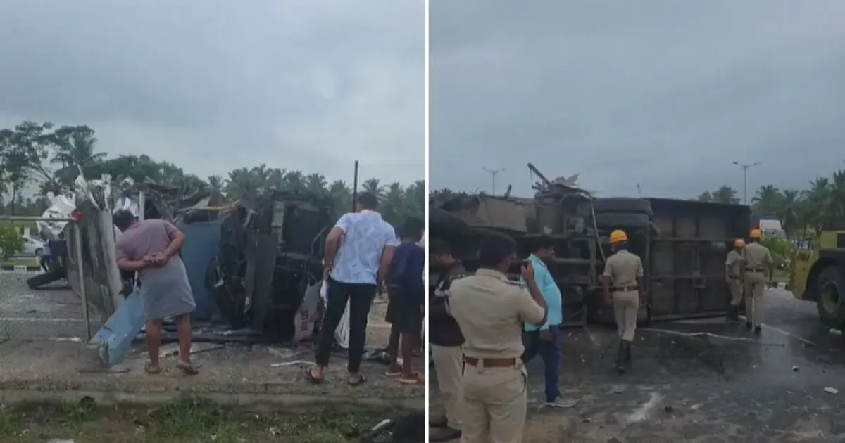 बेंगलुरु-मैसूरु एक्सप्रेसवे पर भीषण हादसा, बिदादी के पास केएसआरटीसी बस पलटी; चालक-परिचालक की मौत, 20 घायल