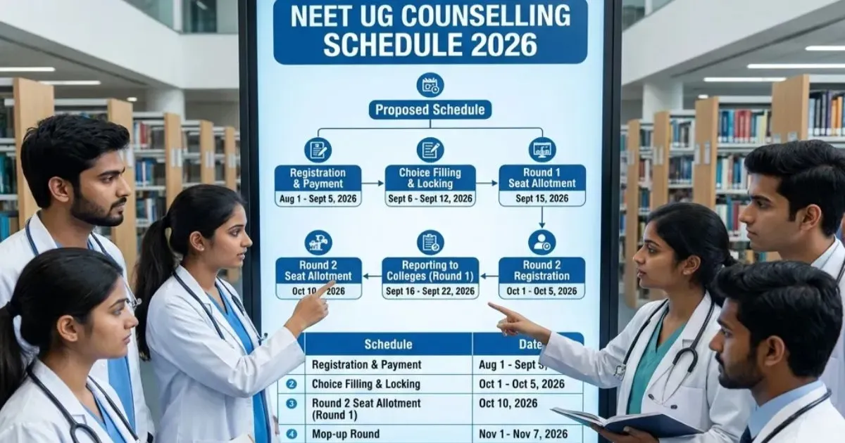 NEET UG काउंसलिंग 2026 का शेड्यूल जारी, 4 अगस्त से शुरू होगा ऑल इंडिया कोटा का पहला राउंड