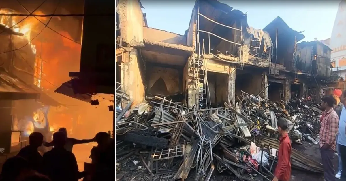 जम्मू के शिवा मार्केट में भीषण आग, 35 से 40 दुकानें जलकर राख, करोड़ों के नुकसान की आशंका
