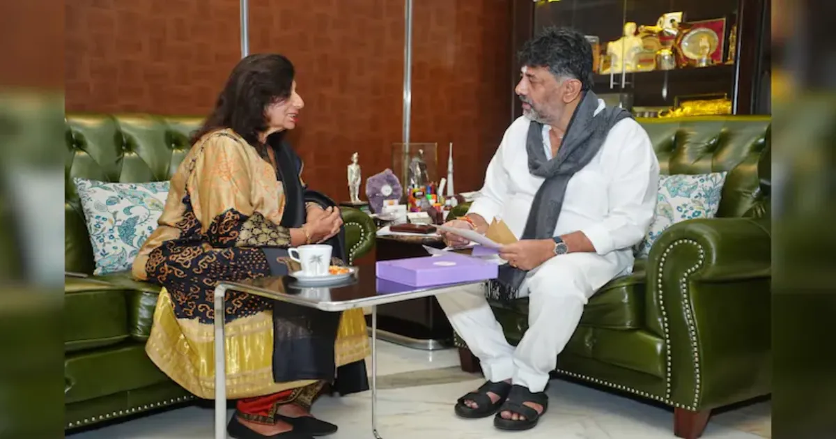 बायोकॉन संस्थापक किरण मज़ूमदार-शॉ ने डीके शिवकुमार से की मुलाकात, बेंगलुरु इंफ्रास्ट्रक्चर विवाद के बीच हुई चर्चा