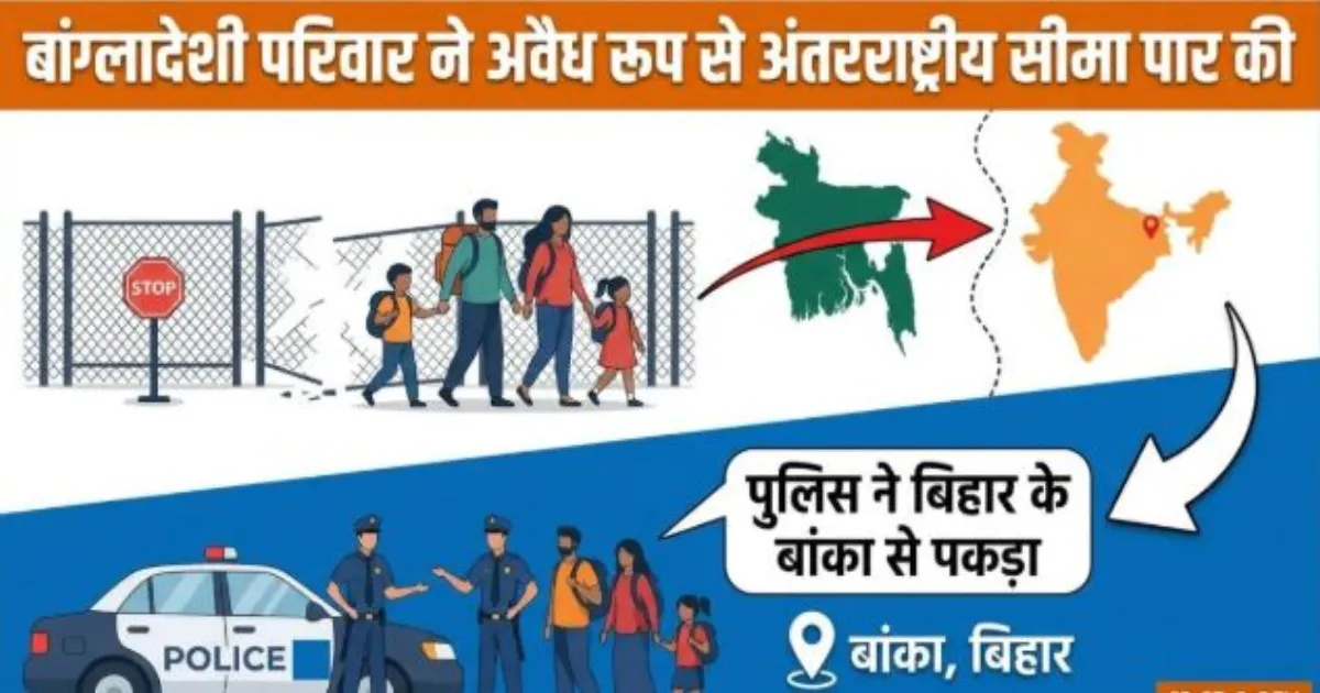 बांका में बांग्लादेशी दंपति और दो बच्चे हिरासत में, बिना वैध दस्तावेज भारत में रहने की बात कबूली