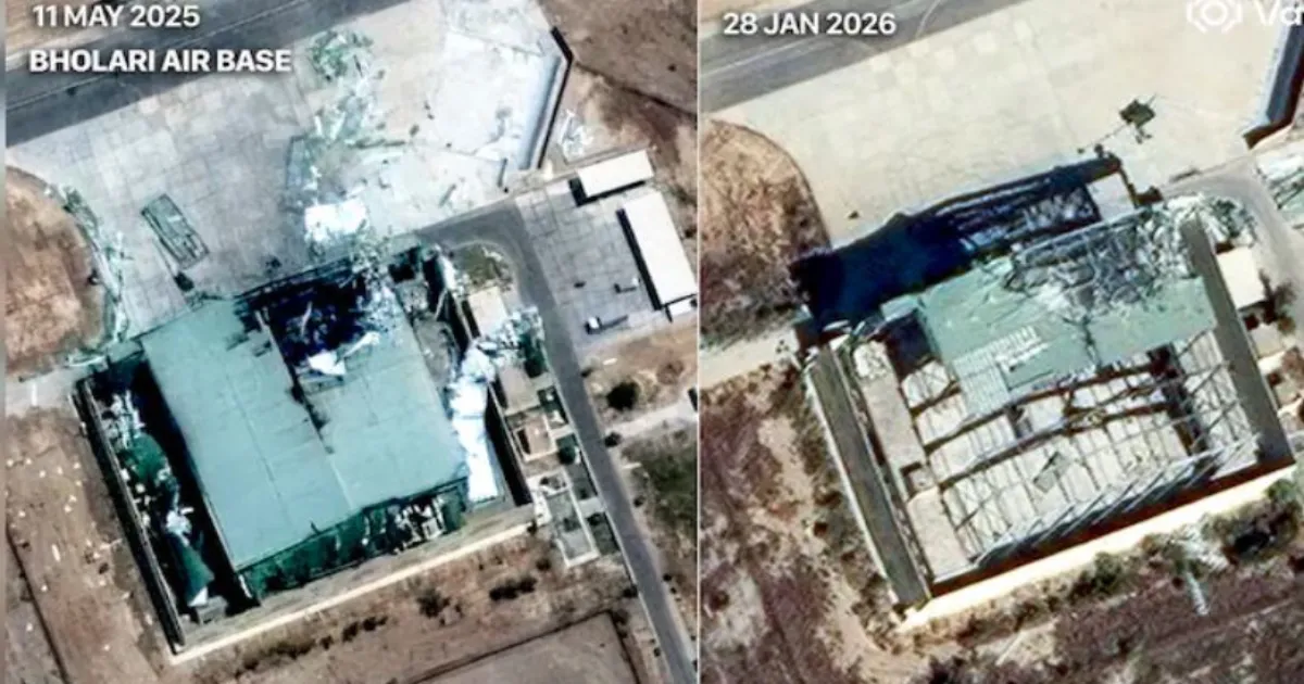 ऑपरेशन सिंदूर के बाद पाकिस्तान ने भोलारी एयरबेस के क्षतिग्रस्त हैंगर की मरम्मत शुरू की
