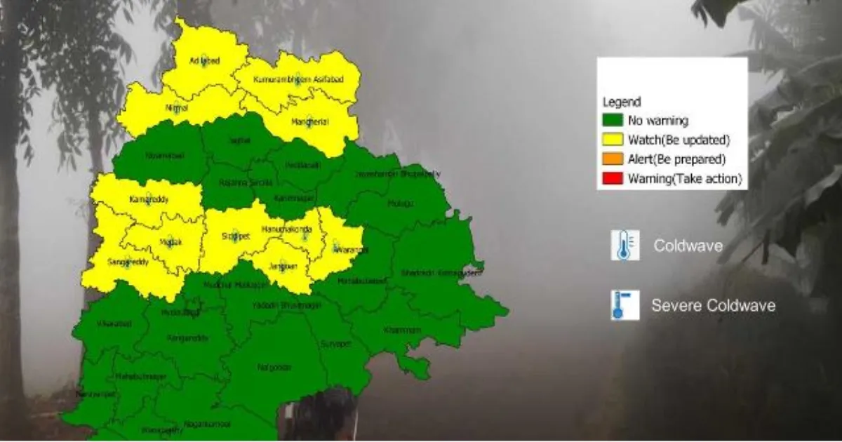 22 दिसंबर को तेलंगाना के 11 जिलों में शीत लहर का अलर्ट