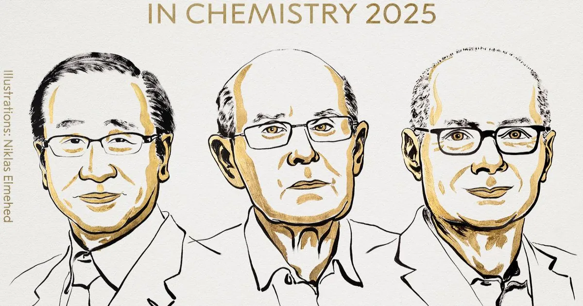 धातु-कार्बनिक फ्रेमवर्क के विकास के लिए 2025 का रसायन विज्ञान नोबेल पुरस्कार तीन वैज्ञानिकों को