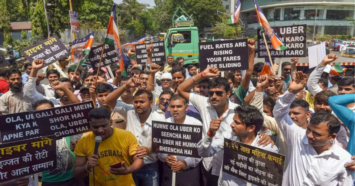 mumbai-cab-strike-ola-uber-rapido-azad-maidan-protest