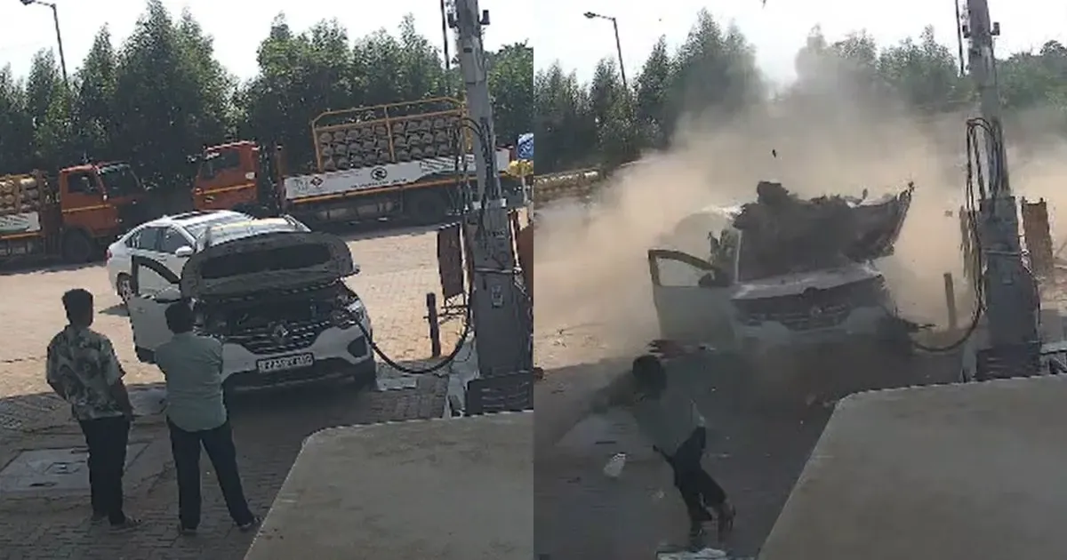 वडोदरा में CNG भरवाते समय कार की गैस टंकी में जोरदार विस्फोट