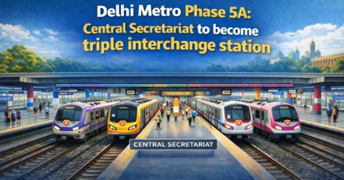दिल्ली मेट्रो फेज़-5A: सेंट्रल सेक्रेटेरिएट बनेगा डीएमआरसी नेटवर्क का ट्रिपल इंटरचेंज स्टेशन