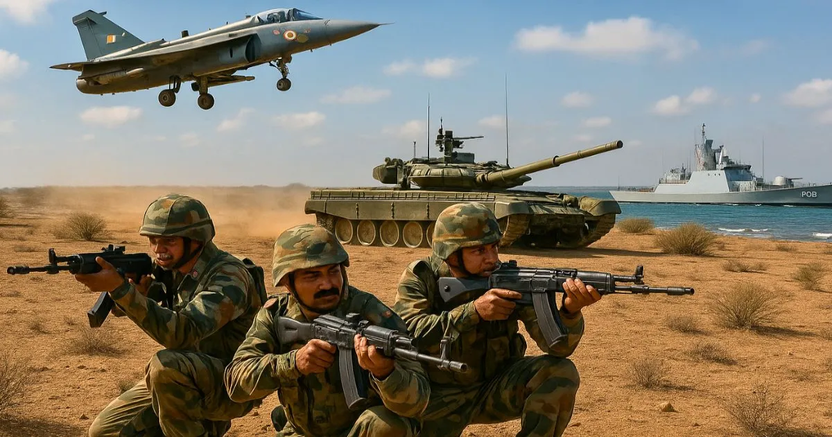 भारत ने पाकिस्तान सीमा पर शुरू किया त्रि-सेवा युद्धाभ्यास त्रिशूल