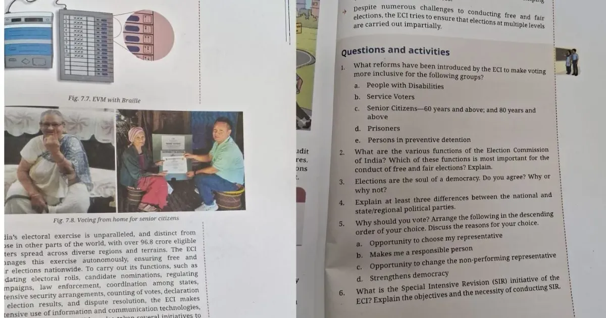 एनसीईआरटी की कक्षा 9 की सामाजिक विज्ञान पुस्तक में एसआईआर और आपातकाल पर नए अध्याय शामिल