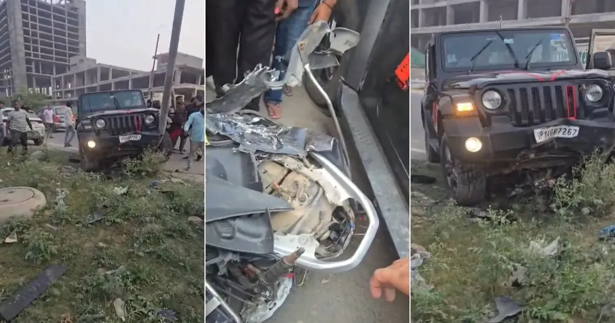 ग्रेटर नोएडा वेस्ट में बेकाबू थार ने स्कूटी सवार दंपति को कुचला, पति की मौत