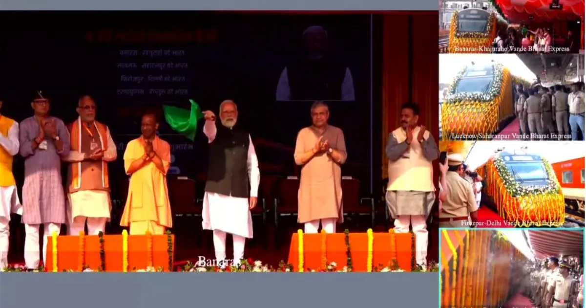 प्रधानमंत्री मोदी ने चलाईं चार नई वंदे भारत एक्सप्रेस ट्रेनें, कहा – भारत तेज़ी से विकास के मार्ग पर