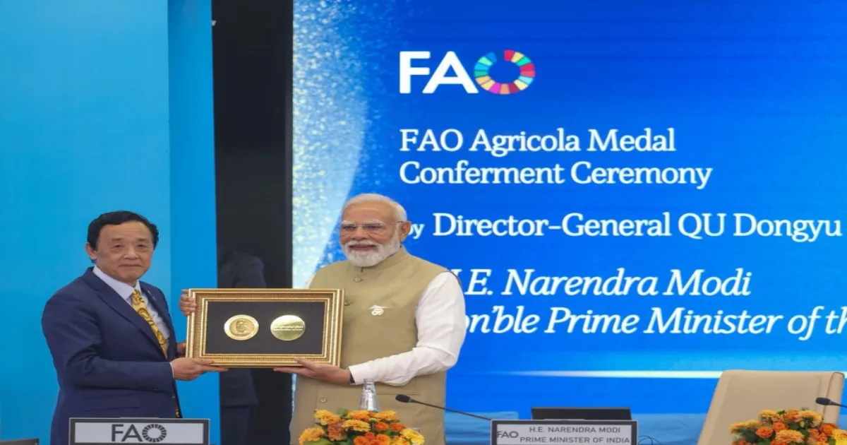 30 साल बाद एफएओ मुख्यालय पहुंचे भारतीय प्रधानमंत्री, पीएम मोदी को मिला एग्रीकोला मेडल